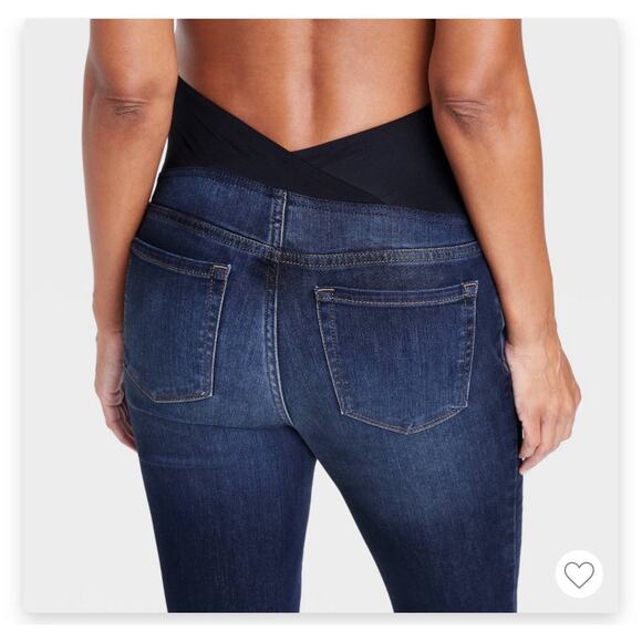 Over The Belly Dark Wash Skinny Maternity Jeans - by Ingrid & Isabel- size 2 - Picture 2 of 5